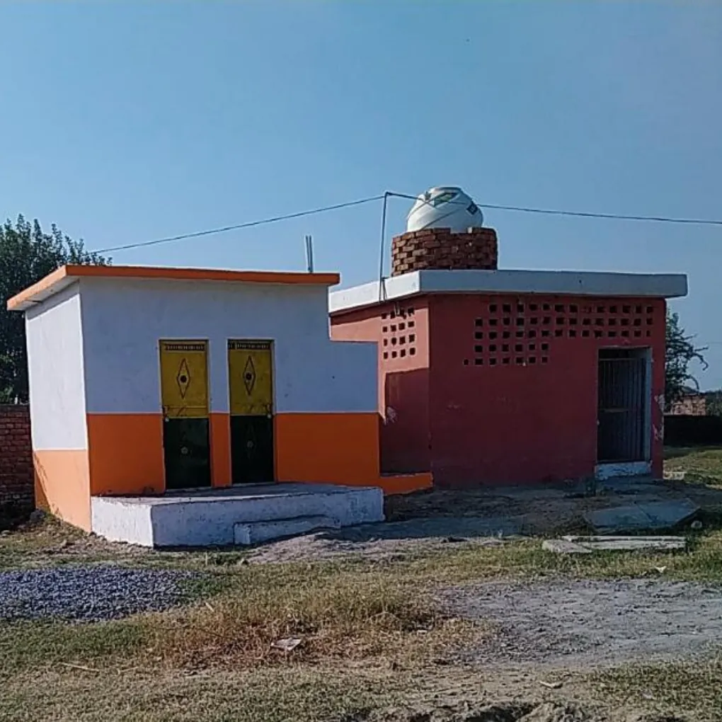 A new toilet block and water tank at a rural school